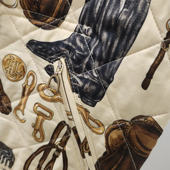 Lauren by Ralph Lauren Eqestrian Quilted Silk Reversable Vest Size P/M